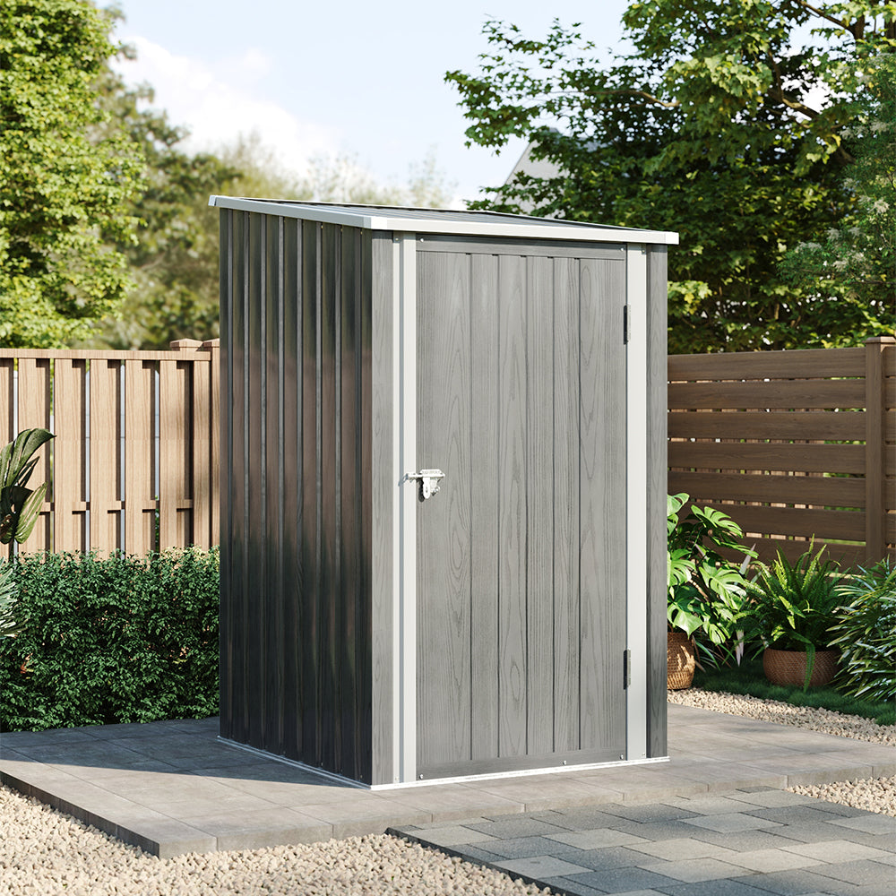 3x3ft Zinc Steel Garden Storage Shed with Pent Roof & Lockable Door